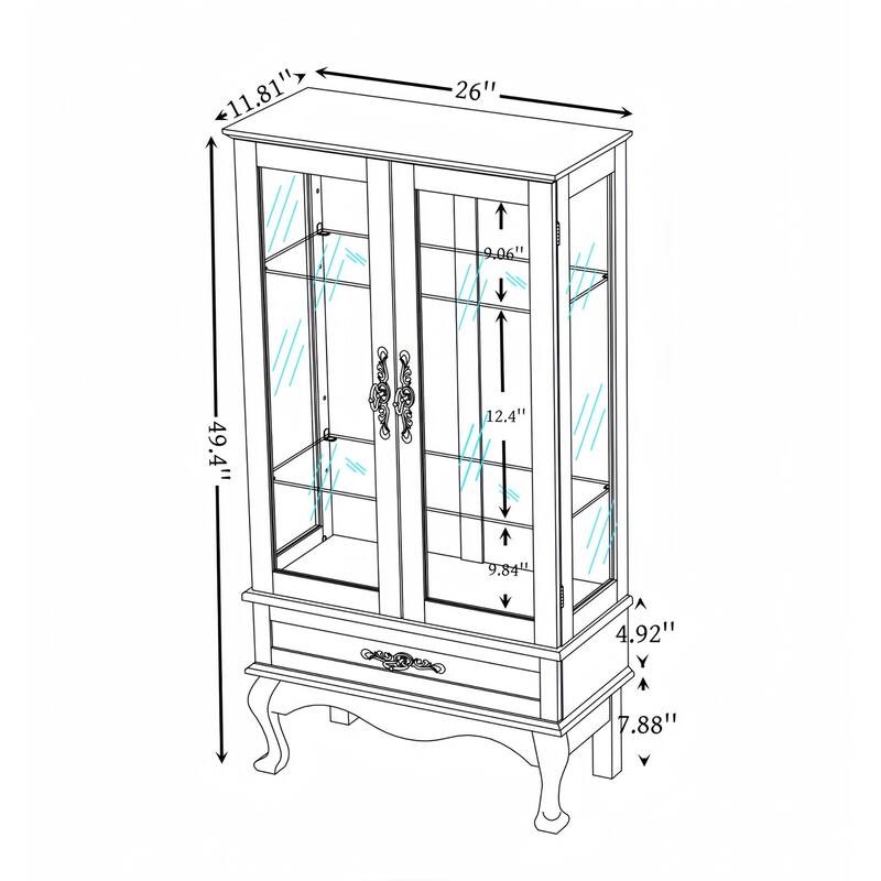 Glass Display Shelf with Adjustable Shelves