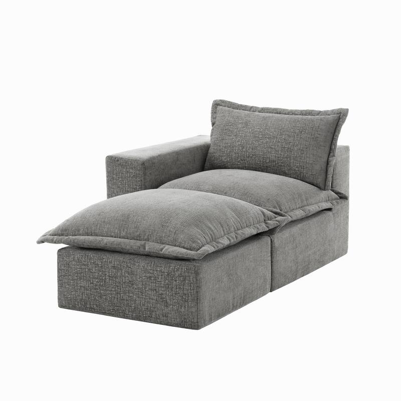 Chenille L-Shaped Modular Sectional Sofa Comfy Cloud Couch For Living Room