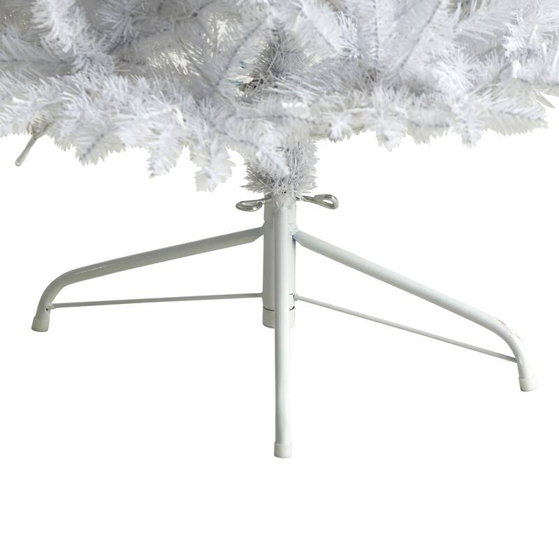 6’ Pre-Lit Slim Artificial White Christmas Tree, Clear LED Lights - 6 Foot