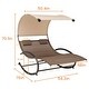preview thumbnail 32 of 37, Outdoor Double Chaise Lounge Chair Rocking Lounger with Sunshade Canopy - 54.5"W*67.3"D*65.7"H