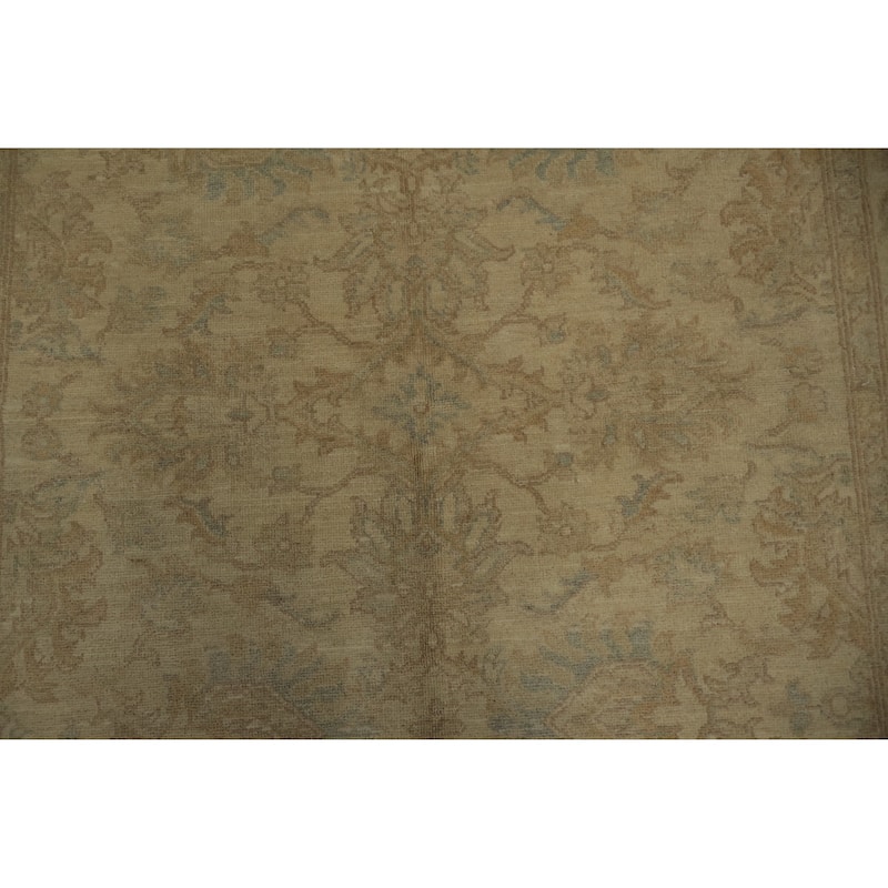 Hand Knotted Oriental 100% Wool Carpet Transitional All-Over Beige & Ivories Oushak Area Rug - 6' 8'' X 4' 11''