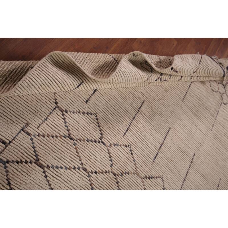 Ivory Trellis Moroccan Oriental Area Rug Handmade Wool Carpet - 5'11"x 9'7"