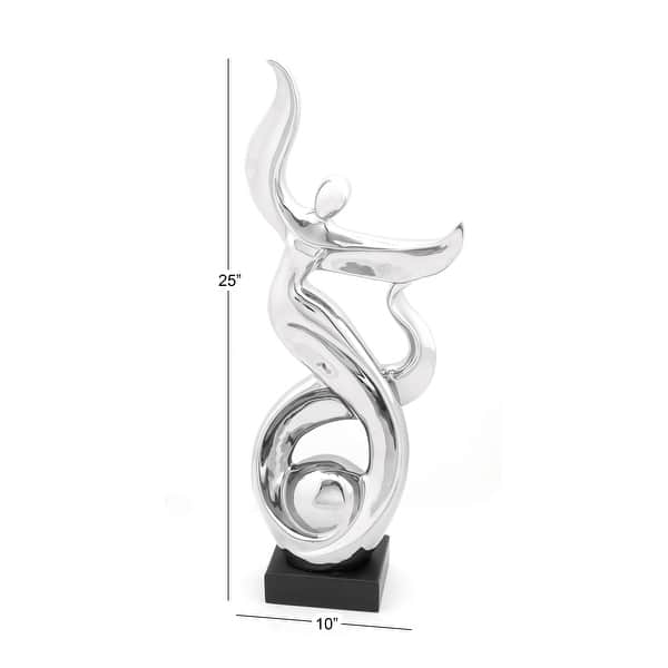 Silver Ceramic Dancing People Decorative Sculpture