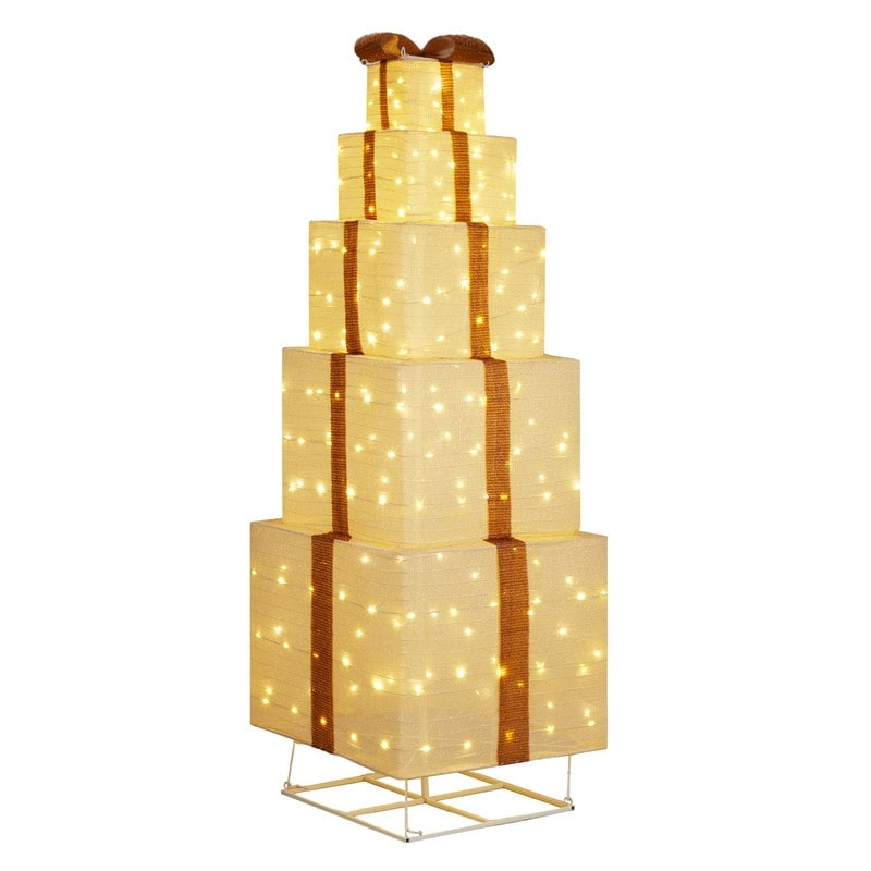 Lighted Gift Box Tower Christmas Outdoor Indoor Decoration