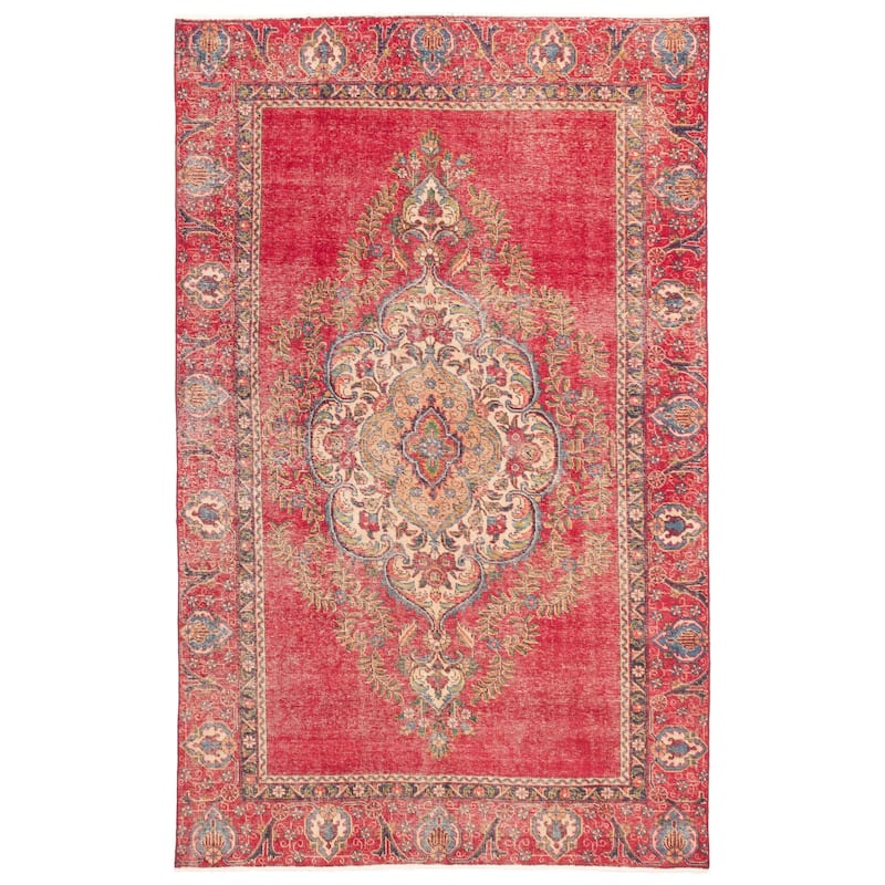 ECARPETGALLERY Hand-knotted Antalya Vintage Red Wool Rug - 6'6 x 10'4