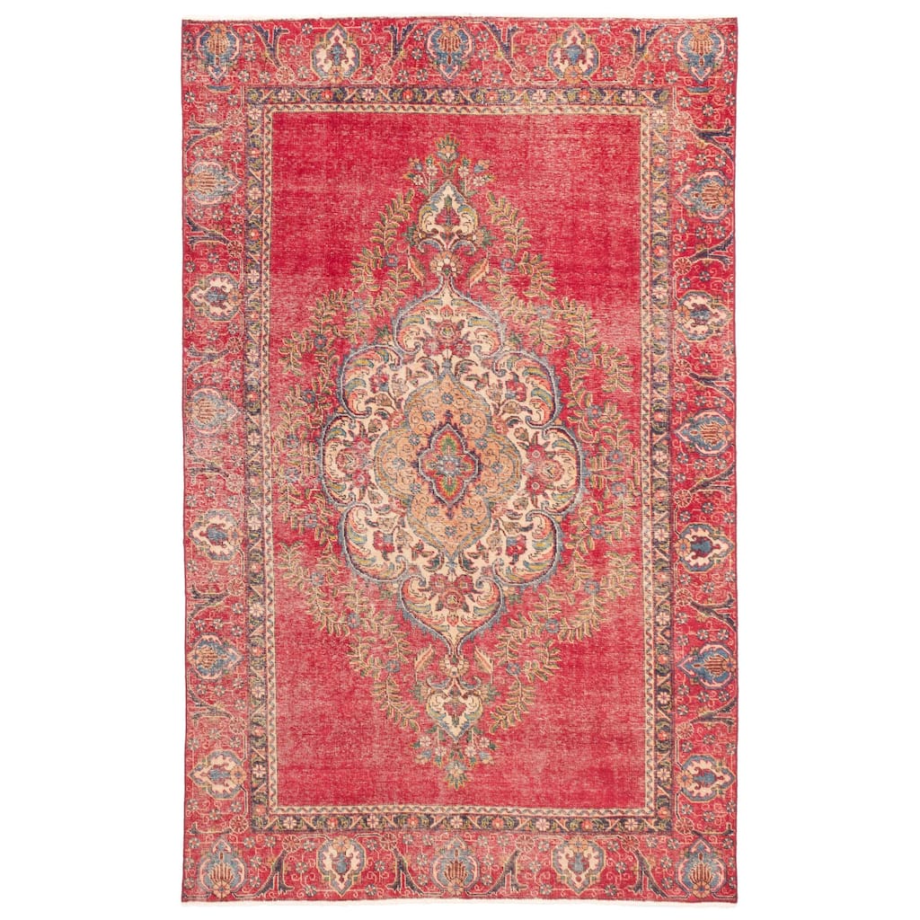 ECARPETGALLERY Hand-knotted Antalya Vintage Red Wool Rug - 6'6 x 10'4