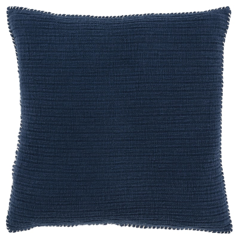 Rizzy Home Textured Stripe Woven Solid Throw Pillow - Dark Blue - Polyester