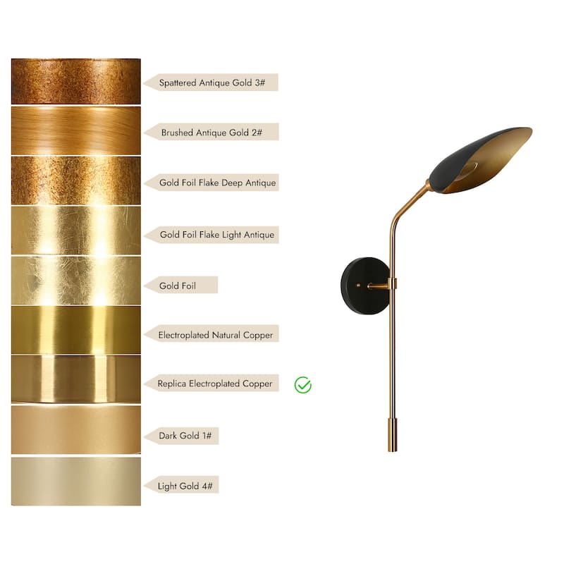 1-Light Modern Mini Black Gold Wall Sconces Metal Bathroom Vanity Lights - 4.7" L x 19.5" W x 22" H