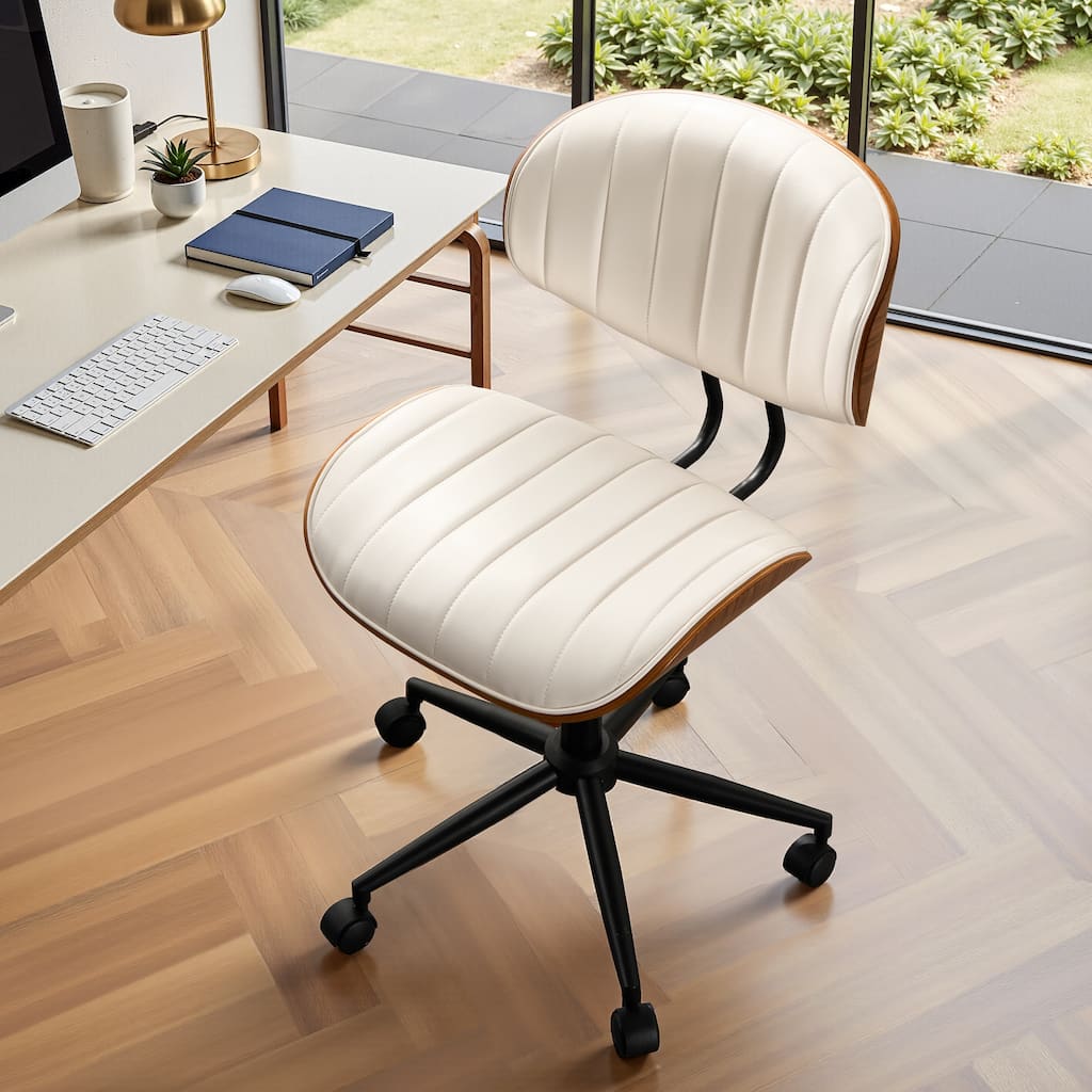 HOOOWOOO Modern Ergonomic Adjustable PU Curved Office Chair
