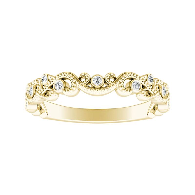 Auriya 18k Gold Vintage Stackable Diamond Wedding Band 0.06ctw - Yellow - 5