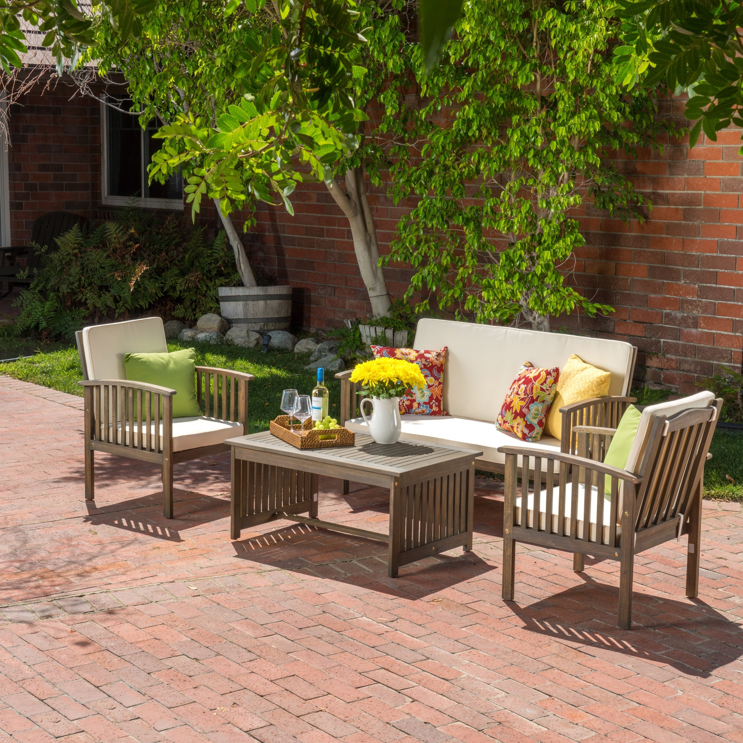 Carolina 4-piece Outdoor Acacia Sofa Set by Christopher Knight Home