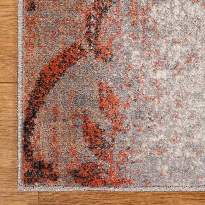 Superior Bristol Distressed Abstract Damask Indoor Runner or Area Rug