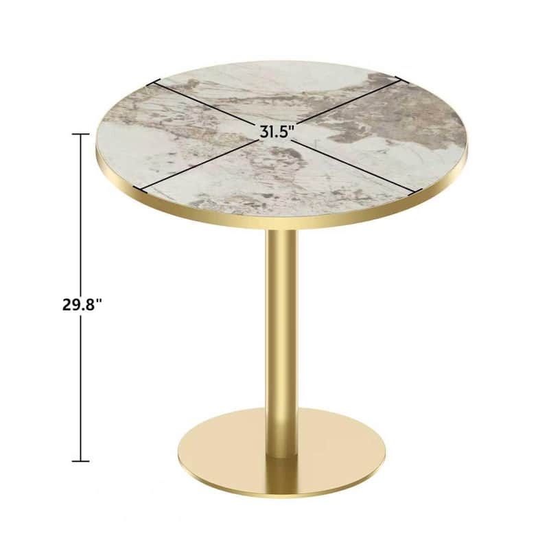 Square Modern Dinning Table 31.5 inches Bistro Table Tulip Table with Faux Marble top, Sturdy Metal Frame Diameter