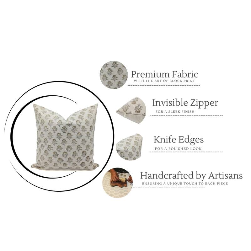 Fabdivine Cotton Farmhouse Block print pillow Cover