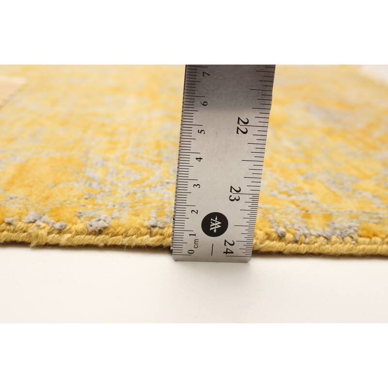 ECARPETGALLERY Hand-knotted Heritage Gold Silk, Wool Rug - 2' 6" x 13' 8"