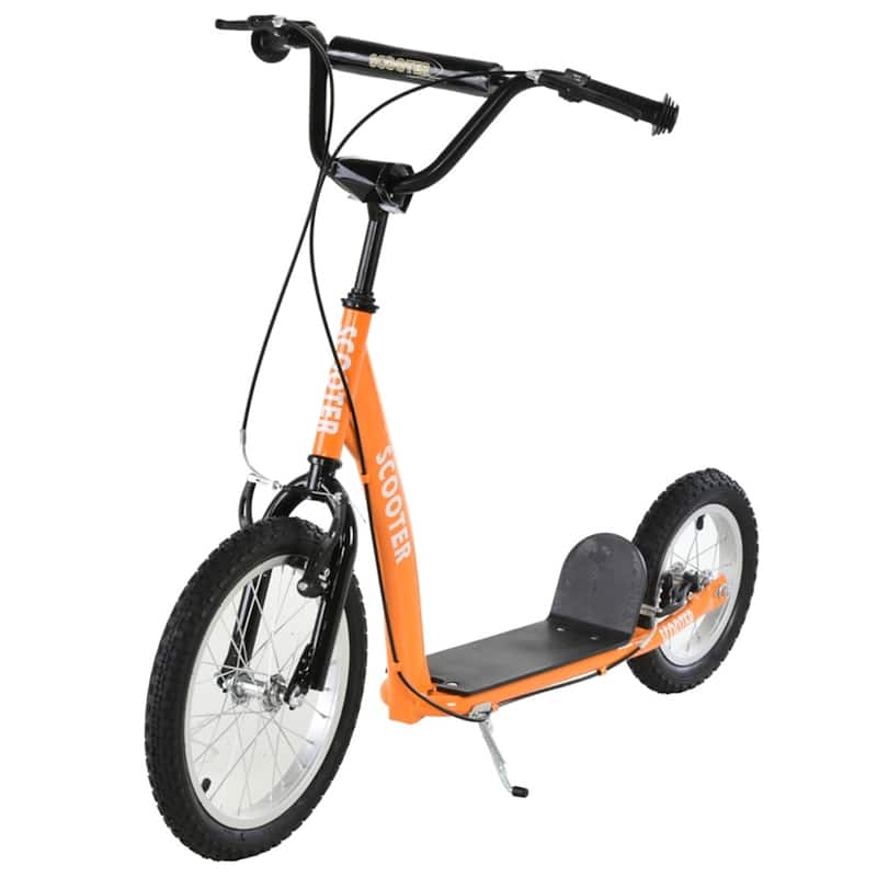 Adjustable Height Balance Training Scooter with Soft Grip Handlebar and Sturdy Rubber Wheels for Kids - Orange