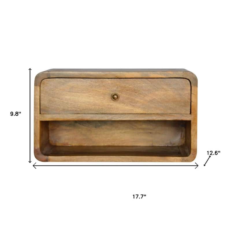 HomeRoots 18" Natural Solid Wood One Drawer Floating Nightstand