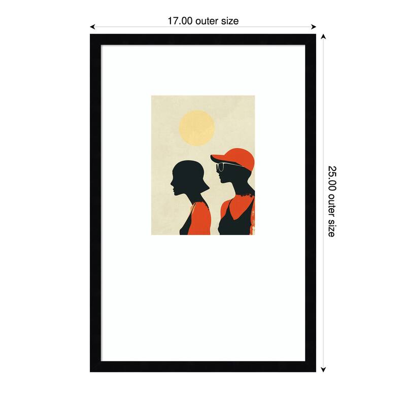Sunny Sisters by Layla Oz Wood Framed Wall Art Print - Svelte Noir Black - 17 x 25 in