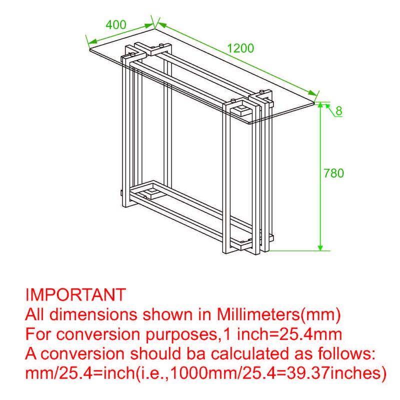 Contemporary Glass & Metal Console Table