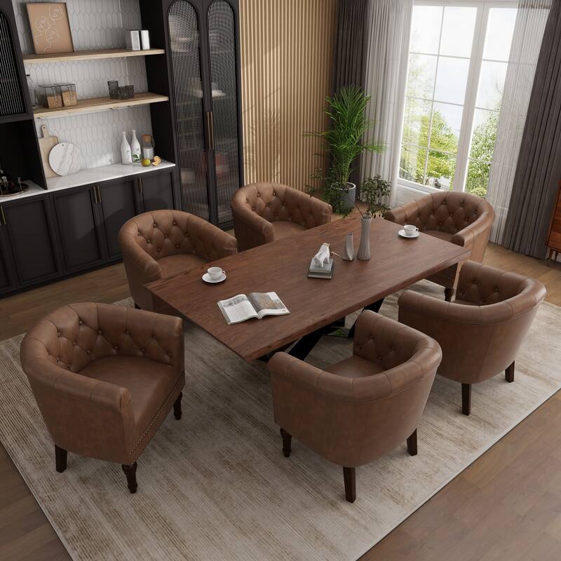 25 " Wide Tufted Accent Chair Armchair - BROWN - 6 SET