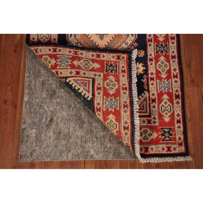 Dark Navy Blue Kazak Oriental Foyer Rug Hand-Knotted Wool Carpet - 2'0" x 3'0"