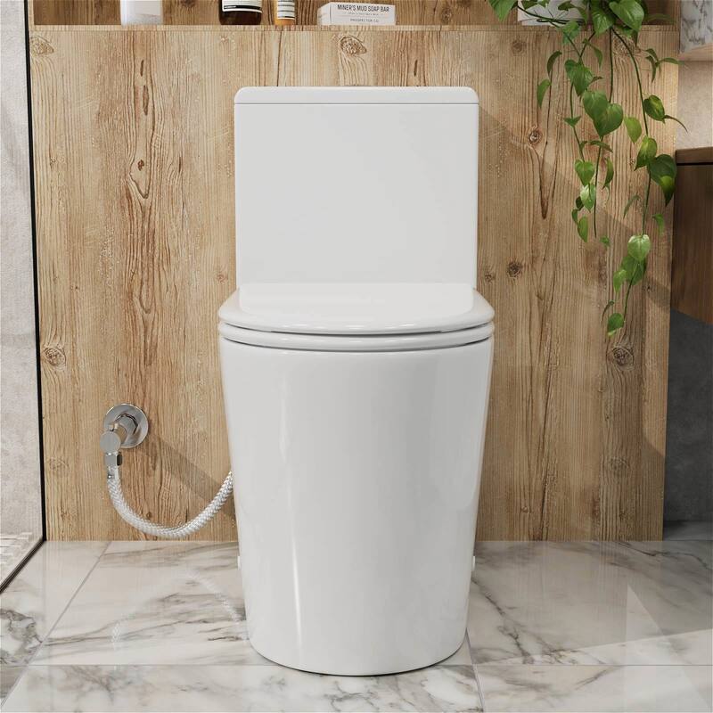 GIVING TREE 1.1/1.6 GPF High Efficiency Dual Flush Elongated Toilet in Gloss White - White