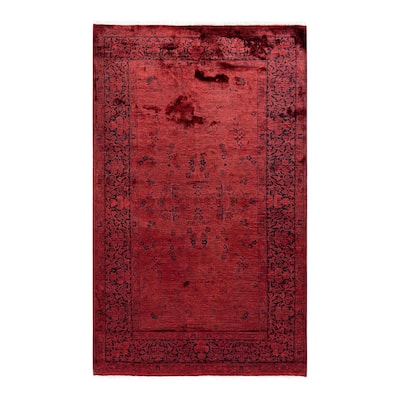 Overton Hand Knotted Wool Vintage Inspired Modern Contemporary Overdyed Red Area Rug - 3' 2" x 5' 3"