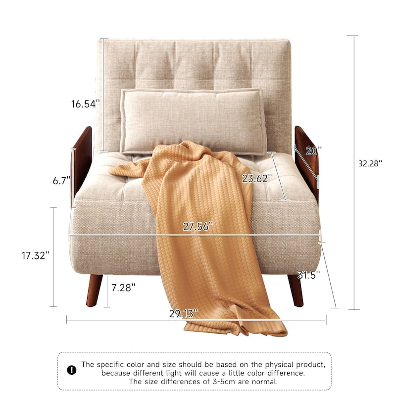 JASIWAY Modern Upholstered Sofa Bed, Beige