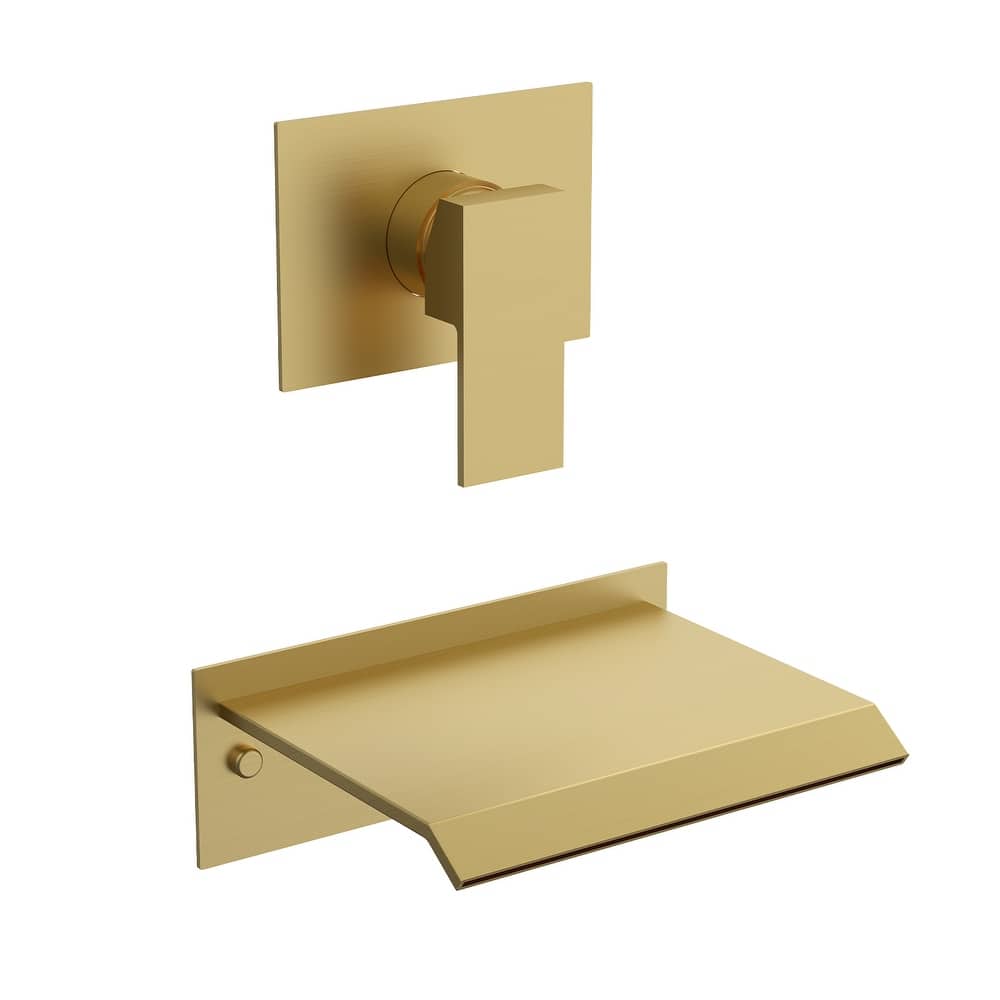 GRANDJOY Wall‑Mount Waterfall Bathtub Faucet with Single‑Handle Control, Solid Copper Body and High‑Flow Design