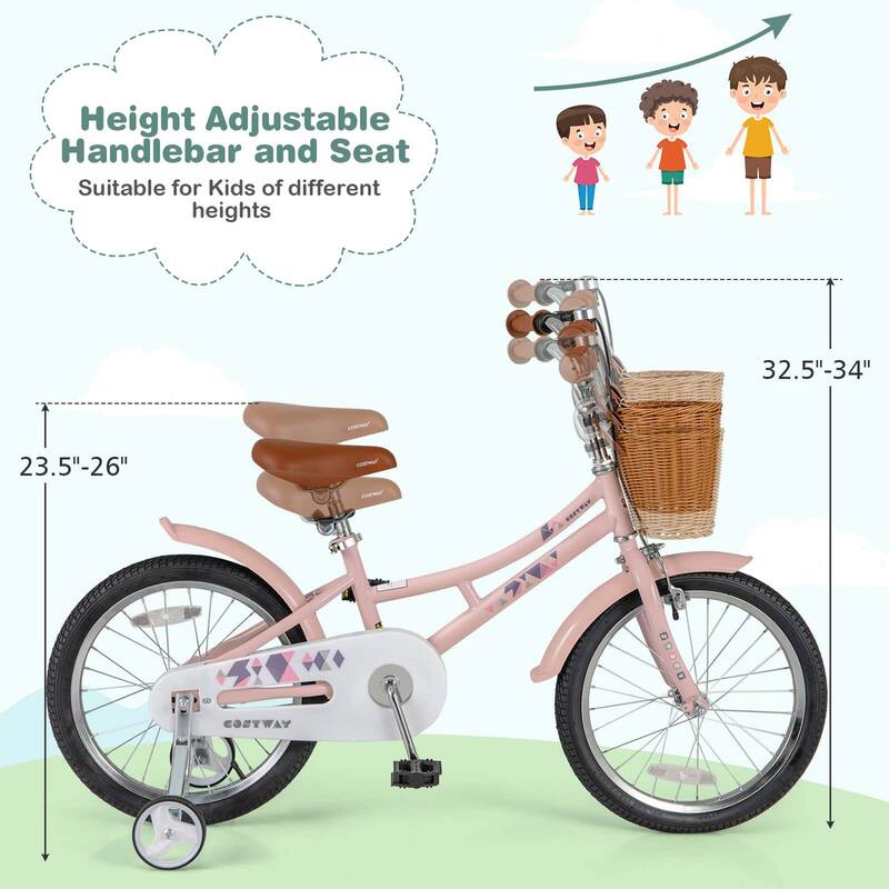 Costway 12"/14"/16"/18" Kids Bike with Height Adjustable Handlebar - See Details