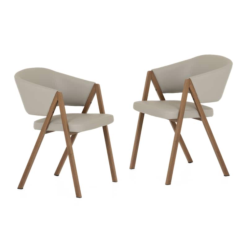 Modrest Marcus Modern Light Grey Vegan Leather Dining Chair (Set of 2)