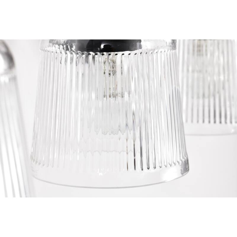 Grayson 4 Light Vanity Matte Black Finish Clear Ribbed Glass - Matte Black