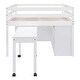 preview thumbnail 11 of 16, Full Size Loft Bed with Retractable Desk and Storage Drawers, Wooden Frame with Lateral Shelves