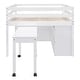 preview thumbnail 7 of 16, Full Size Loft Bed with Retractable Writing Desk and 4 Drawers, Wooden Loft Bed with Lateral Portable Desk and Shelves