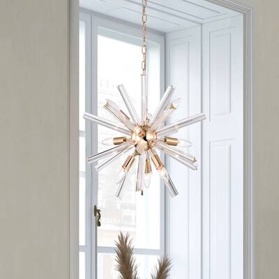 Lorena Shiny Rose Gold Plating 9-Light Glass Bar Sputnik Chandelier