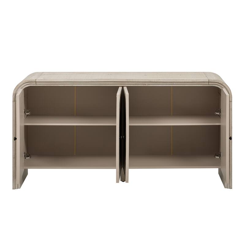 Versatile Console Table Sideboard with Woven Design Wood Doors and Solid Wood Veneer,Buffet Sideboard