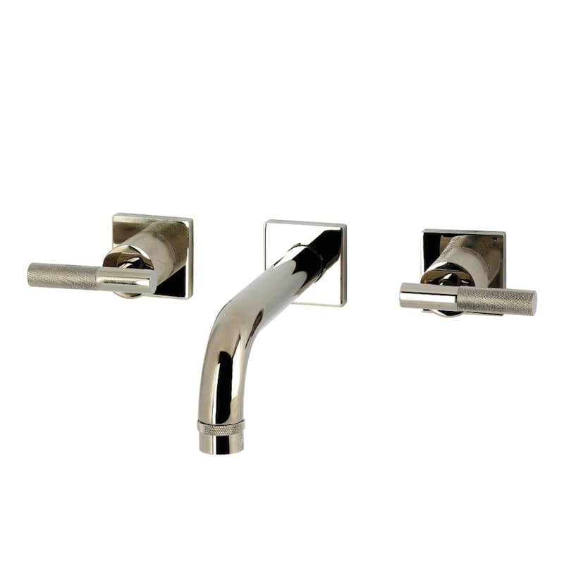 Kingston Brass Convergent Double-Handle Wall Mount Bathroom Faucet with Knurled Handle - Polished Nickel
