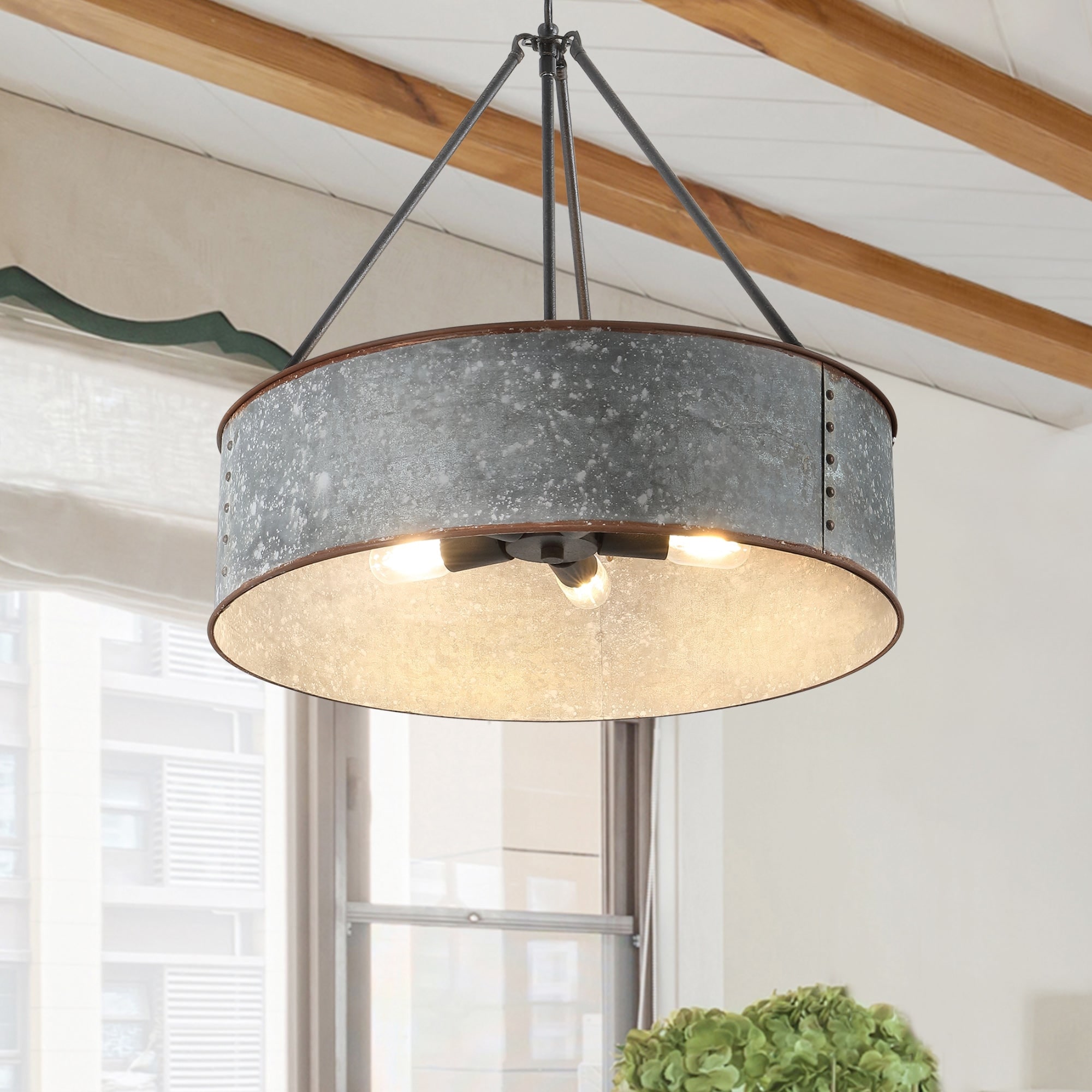 Farmhouse Chandelier 24" 5-Light Rustic Metal Shade