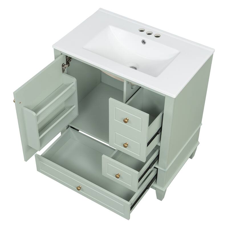 30"Freestanding Bathroom Vanity with Ceramic Sink