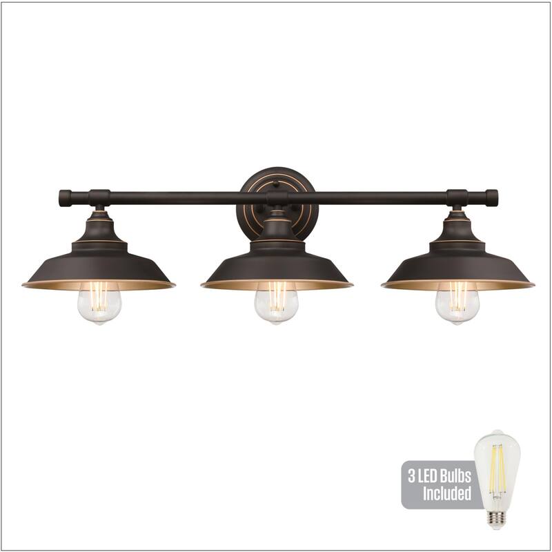 Westinghouse Iron Hill Three-Light Indoor Wall Fixture - 3-Light (bulbs included) - Oil Rubbed Bronze with Highlights
