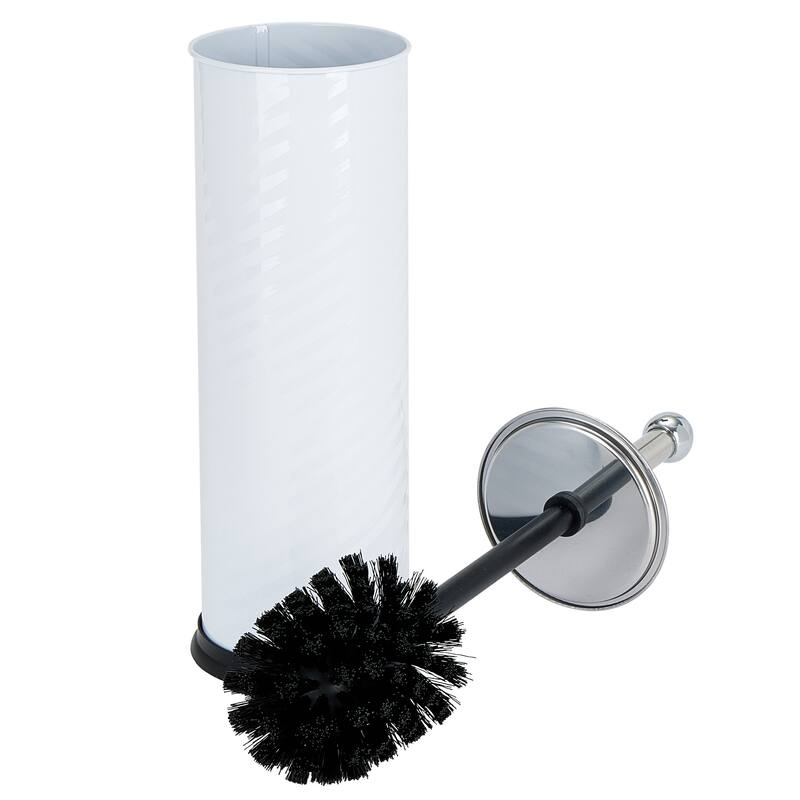Bath Bliss Swirled Texture Toilet Brush & Holder in White - 3.75"Rdx14.75"