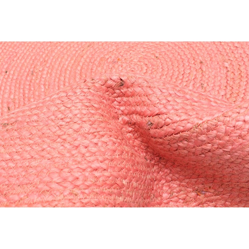 ECARPETGALLERY Braided Weave Palas Denizli Salmon Jute Rug - 3'3 x 3'3