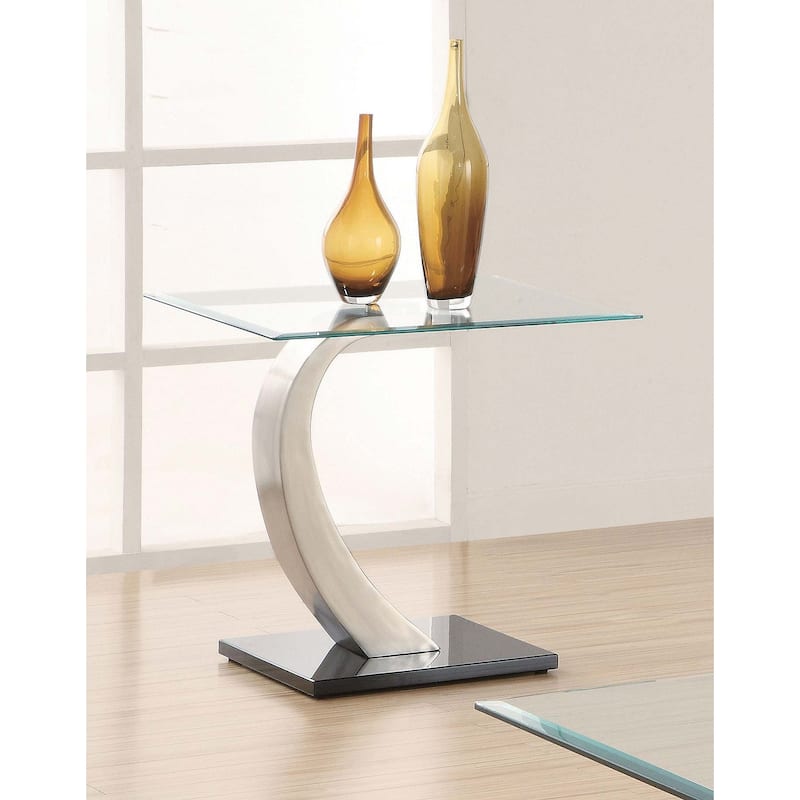 Pruitt Rectangular Glass Top Metal End Table Satin Silver