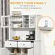 HOMCOM 63.5" Kitchen Buffet with Hutch, Pantry Storage Cabinet with 4 Shelves, Drawers, Framed Glass Doors