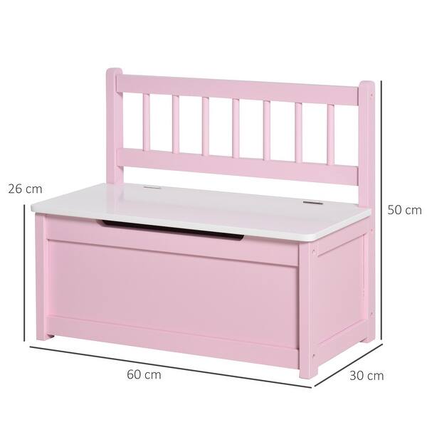 dimension image slide 1 of 2, Qaba Toddler Toy Box Storage Bench with Large 27 L Interior, Kids Storage Bench Seat with Storage