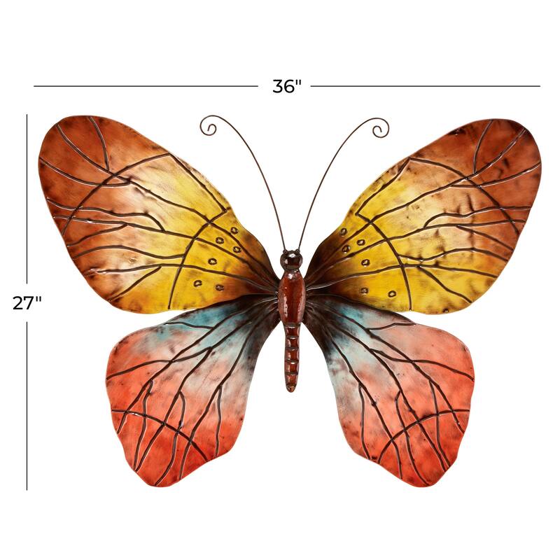 Metal Butterfly Indoor Outdoor Home Wall Decor - Red - Roche River Decor