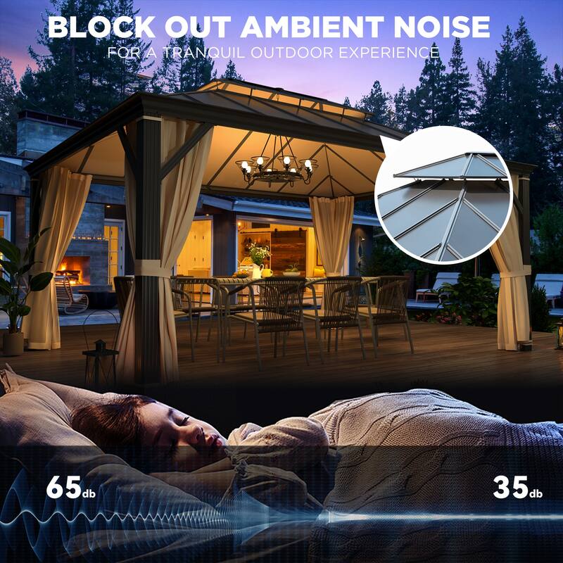 Waterproof Aluminum Gazebo w/ Double Roof & Netting - Patio, Garden Pergola
