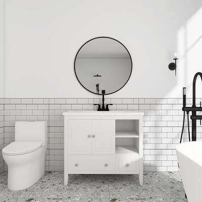 36 in. W x 18. in. D x 32 in. H Bath Vanity with White Ceramic Top