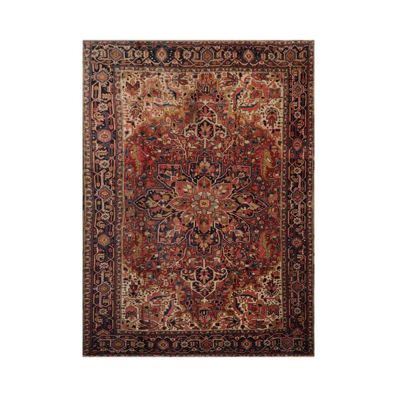Hand Knotted Heriz Rust Persian Wool Traditional Oriental Area Rug - 8' 3'' x 11' 3''