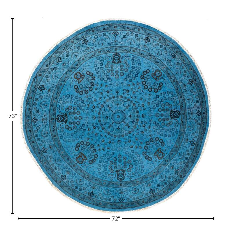 Fine Vibrance, One-of-a-Kind Hand-Knotted Area Rug - Blue, 6' 0" x 6' 1" - 6' 0" x 6' 1"